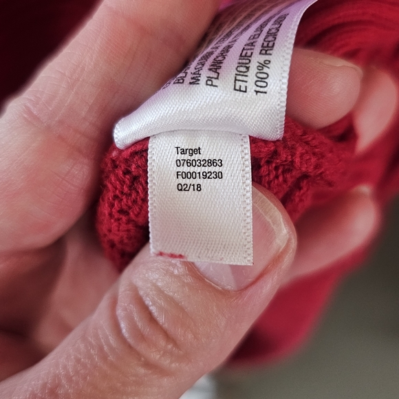 Cat & Jack Red Long Sleeve Crew Neck Knit Sweater Size XL 16 - Picture 4 of 12